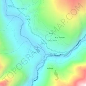 Tandi topographic map, elevation, terrain