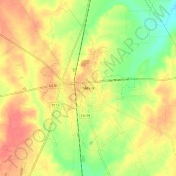 Mexia topographic map, elevation, terrain