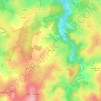 Saint-Aubin topographic map, elevation, terrain