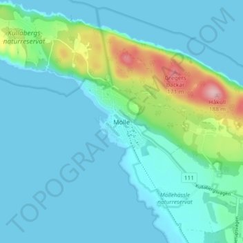 Mölle topographic map, elevation, terrain