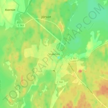 Söderfors topographic map, elevation, terrain