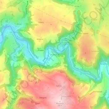 Le Castanie topographic map, elevation, terrain