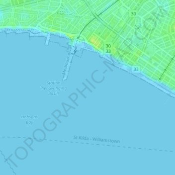 Hobsons Bay topographic map, elevation, terrain