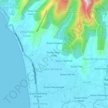 Dusun Teloke Laug topographic map, elevation, terrain