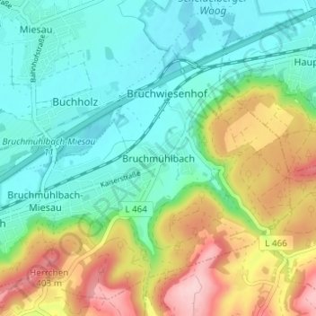 Bruchmühlbach topographic map, elevation, terrain