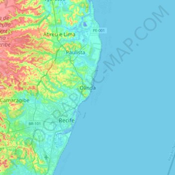 Olinda topographic map, elevation, terrain