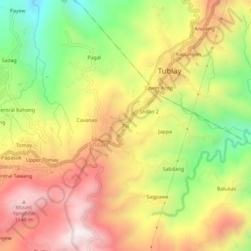 Tili topographic map, elevation, terrain