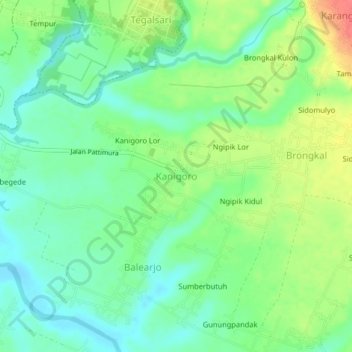 Kanigoro topographic map, elevation, terrain