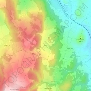 Tissac topographic map, elevation, terrain