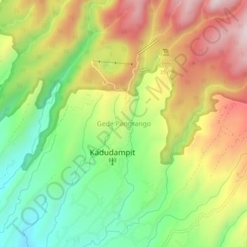 Gede Pangrango topographic map, elevation, terrain