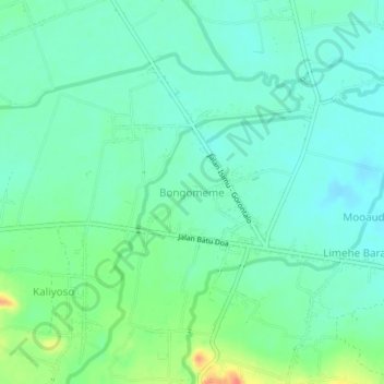 Bongomeme topographic map, elevation, terrain