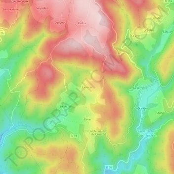 Estivareil topographic map, elevation, terrain