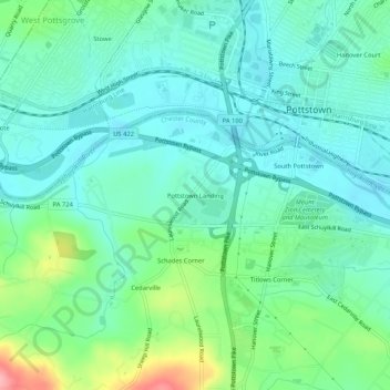 Pottstown Landing topographic map, elevation, terrain