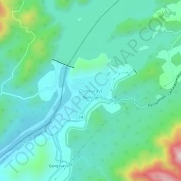 Donkarai topographic map, elevation, terrain