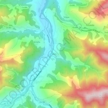 Aliezo topographic map, elevation, terrain