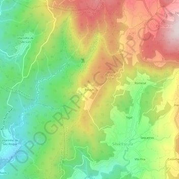 Bouças topographic map, elevation, terrain