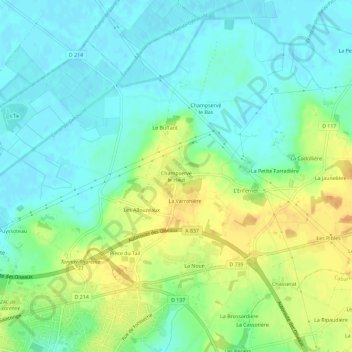 Champservé le Haut topographic map, elevation, terrain