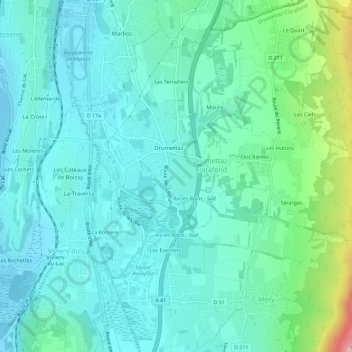 Les Exertiers topographic map, elevation, terrain
