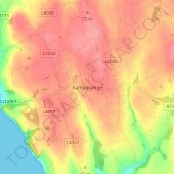 Ramsgrange topographic map, elevation, terrain