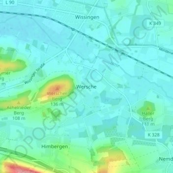 Wersche topographic map, elevation, terrain