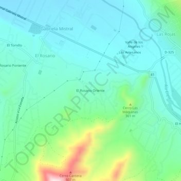 El Rosario Oriente topographic map, elevation, terrain