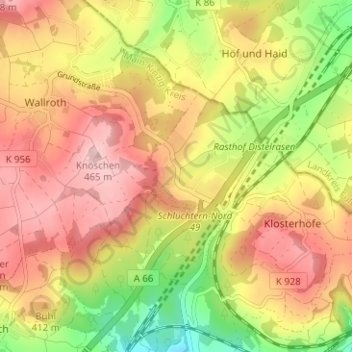 Röhrigs topographic map, elevation, terrain