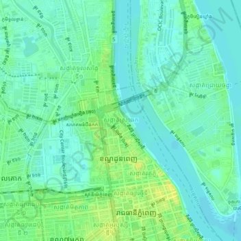 Sangkat Srah Chak topographic map, elevation, terrain