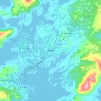 Leknes topographic map, elevation, terrain