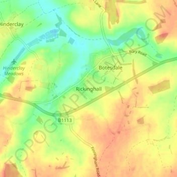 Rickinghall topographic map, elevation, terrain