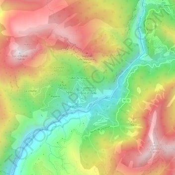 Colombier topographic map, elevation, terrain