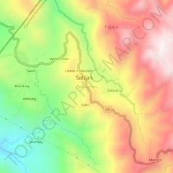 Poblacion topographic map, elevation, terrain