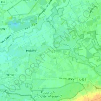 Holsen topographic map, elevation, terrain