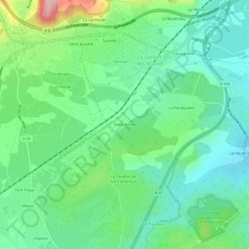 Saint-André topographic map, elevation, terrain
