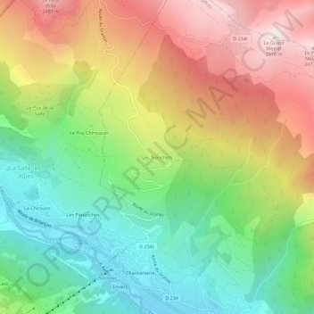 Les Tronchets topographic map, elevation, terrain