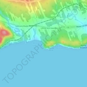 Le Gros Morne topographic map, elevation, terrain