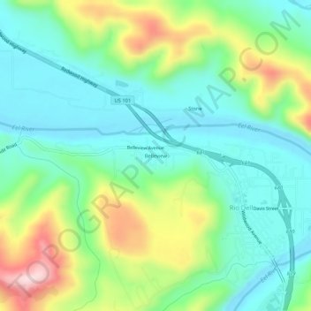Belleview topographic map, elevation, terrain