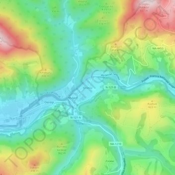 Oronoz topographic map, elevation, terrain
