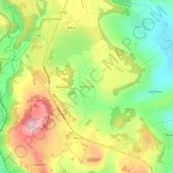 Marminhac topographic map, elevation, terrain