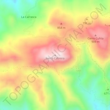 Sierra Cabrera topographic map, elevation, terrain