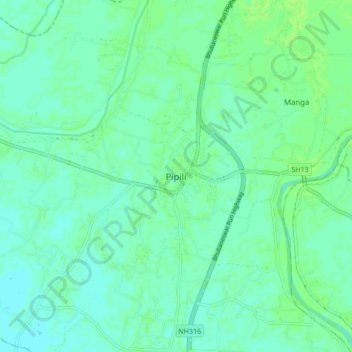 Pipili topographic map, elevation, terrain