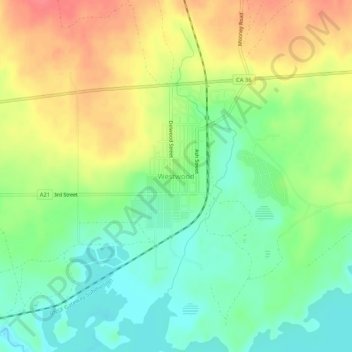 Westwood topographic map, elevation, terrain
