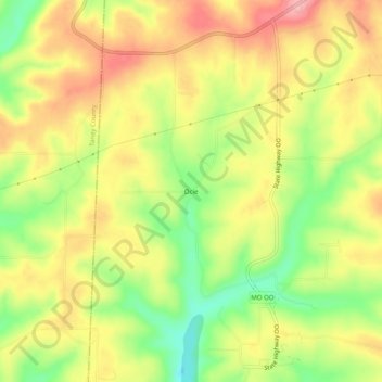 Ocie topographic map, elevation, terrain