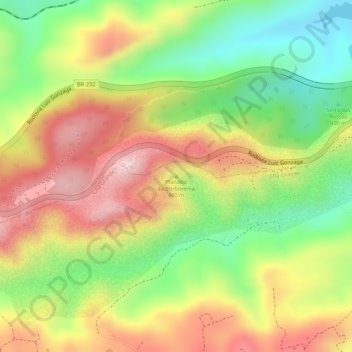 Planalto da Borborema topographic map, elevation, terrain