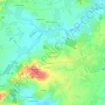 Le Genetay topographic map, elevation, terrain