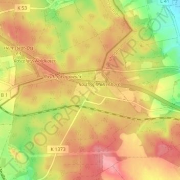 Harbke Autobahn topographic map, elevation, terrain