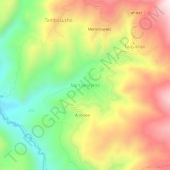 Manzanayocc topographic map, elevation, terrain