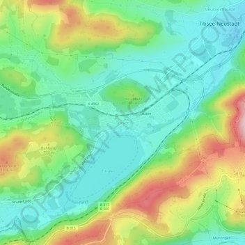 Titisee topographic map, elevation, terrain