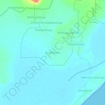 Rushikudda topographic map, elevation, terrain