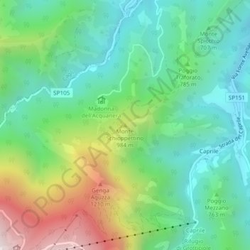 Monte Schioppettino topographic map, elevation, terrain