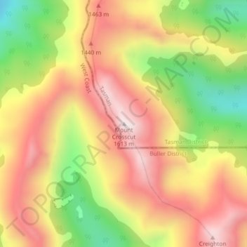 Mount Crosscut topographic map, elevation, terrain